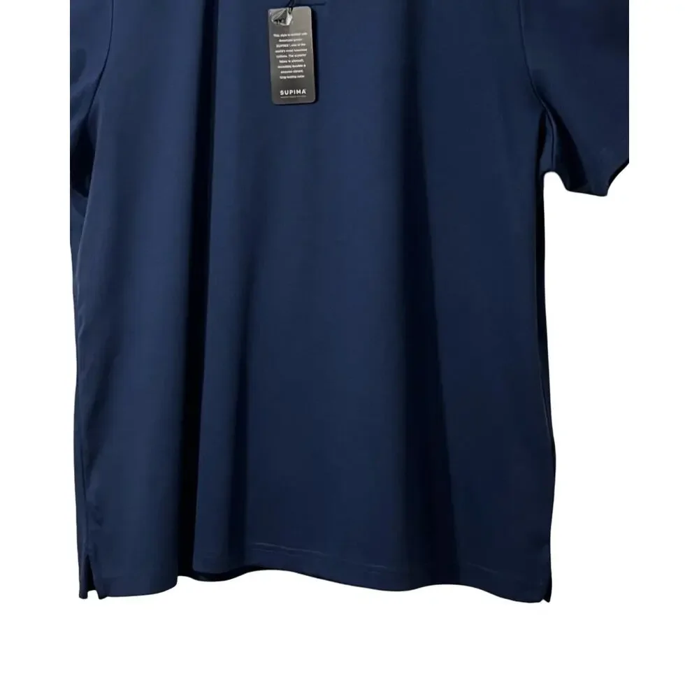 Alfani Polo Shirt Mens Size XXL Navy Blue Short Sleeve Polo Supima Cotton NWT